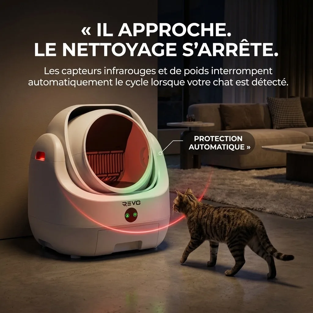 Litière Autonettoyante pour Chats REVO Alvya 9 – Conception Ouverte – Bac Hermétique 9 L – Application Wi‑Fi & Nettoyage Profond - 3