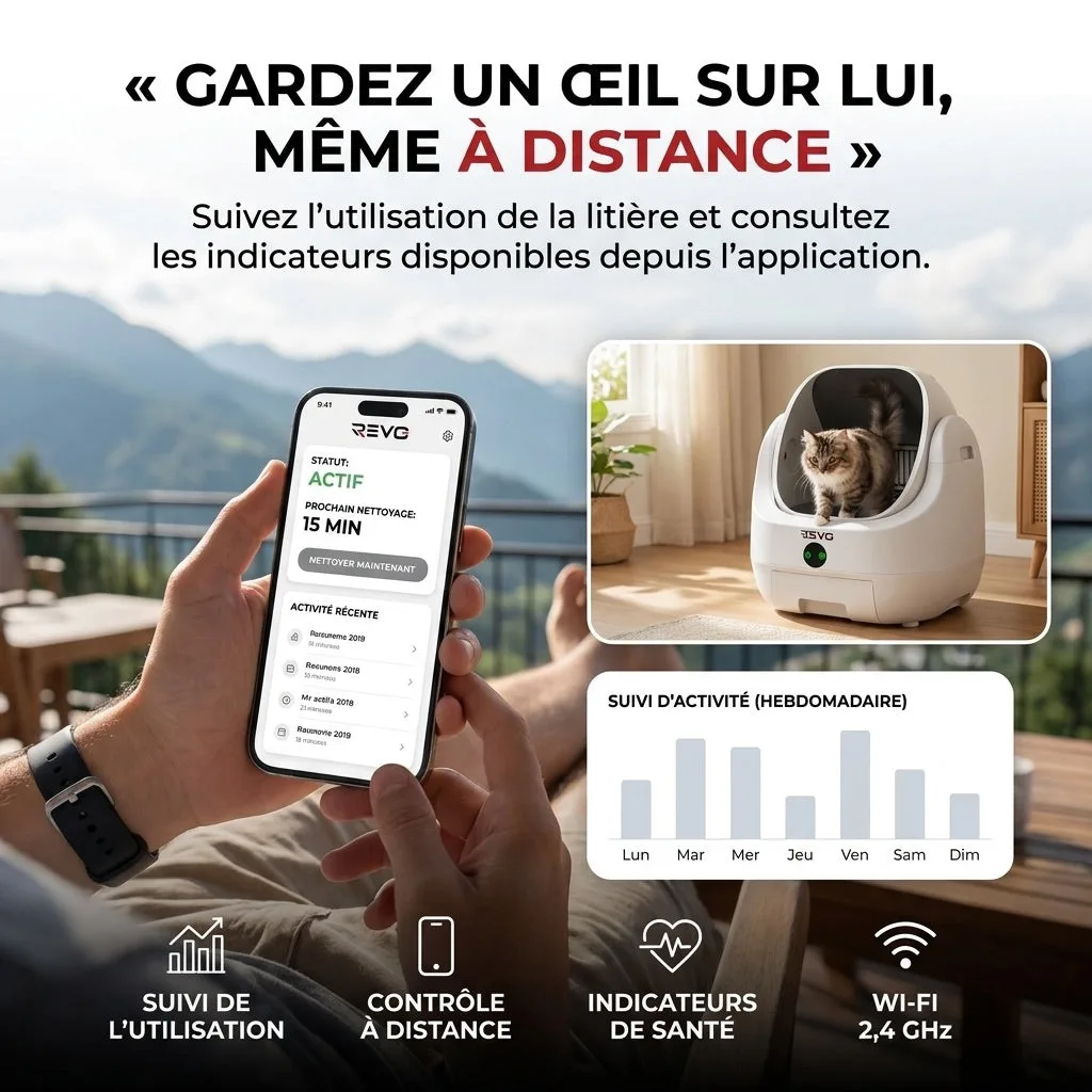 Litière Autonettoyante pour Chats REVO Alvya 9 – Conception Ouverte – Bac Hermétique 9 L – Application Wi‑Fi & Nettoyage Profond - 4