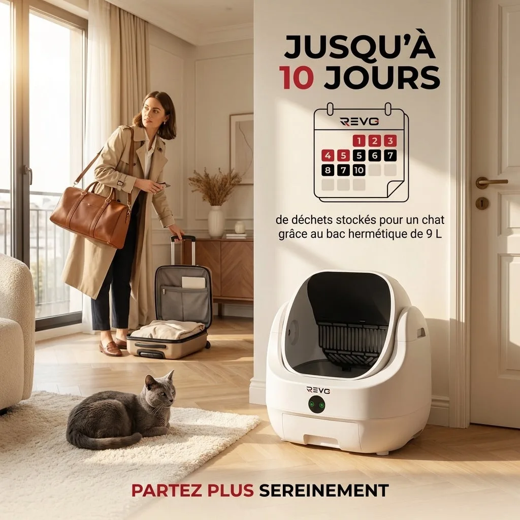 Litière Autonettoyante pour Chats REVO Alvya 9 – Conception Ouverte – Bac Hermétique 9 L – Application Wi‑Fi & Nettoyage Profond - 5