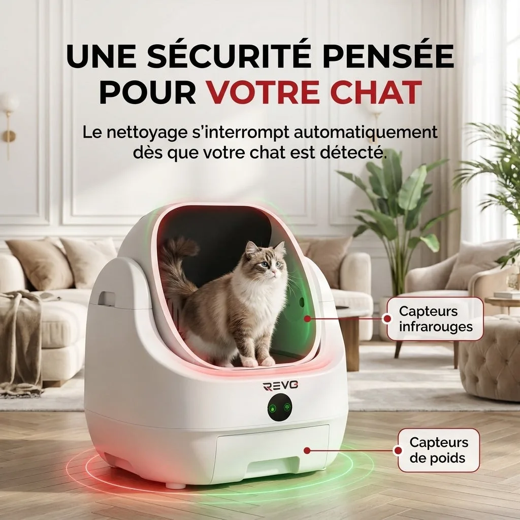 Litière Autonettoyante pour Chats REVO Alvya 9 – Conception Ouverte – Bac Hermétique 9 L – Application Wi‑Fi & Nettoyage Profond - 7