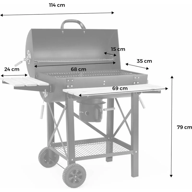 Barbecue Américain Charbon de Bois REVO Malaga – Fumoir avec Thermomètre - 5