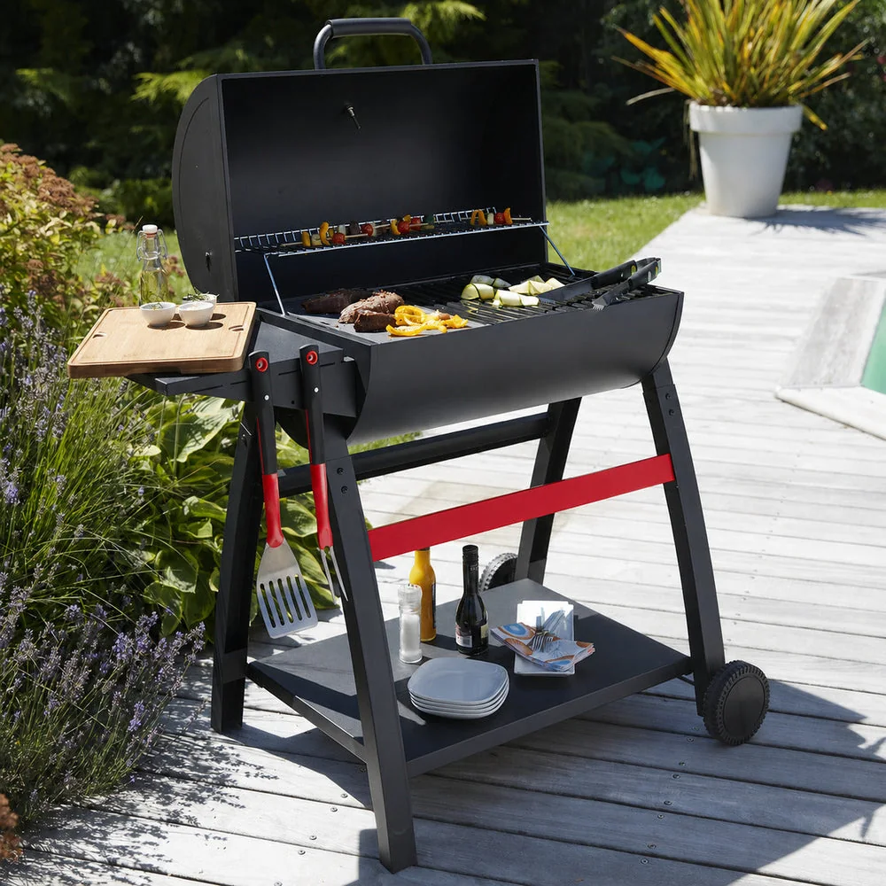 Barbecue au charbon de bois avec Grill & Plancha en fonte émaillée REVO Torino 70 - 4