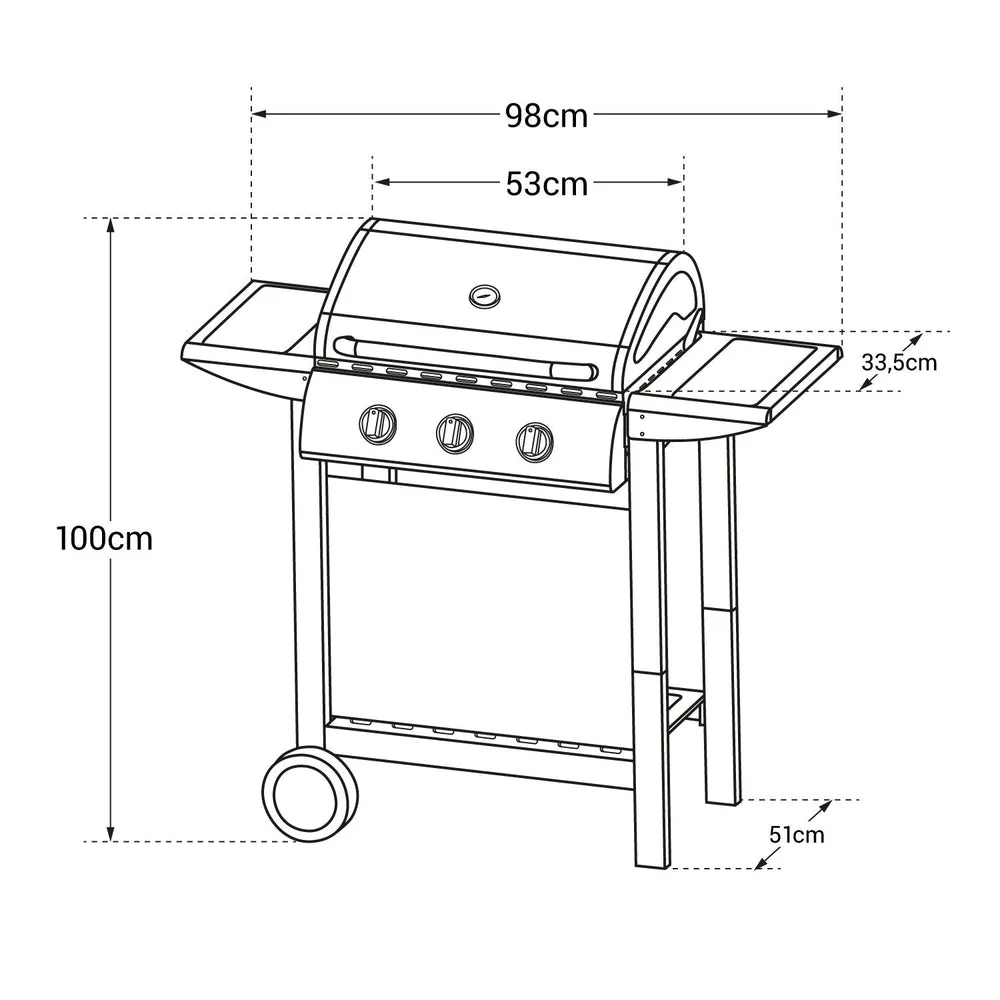 Barbecue au gaz Hawaï - 3 Brûleurs 8,4 kW Butane/Propane - 6