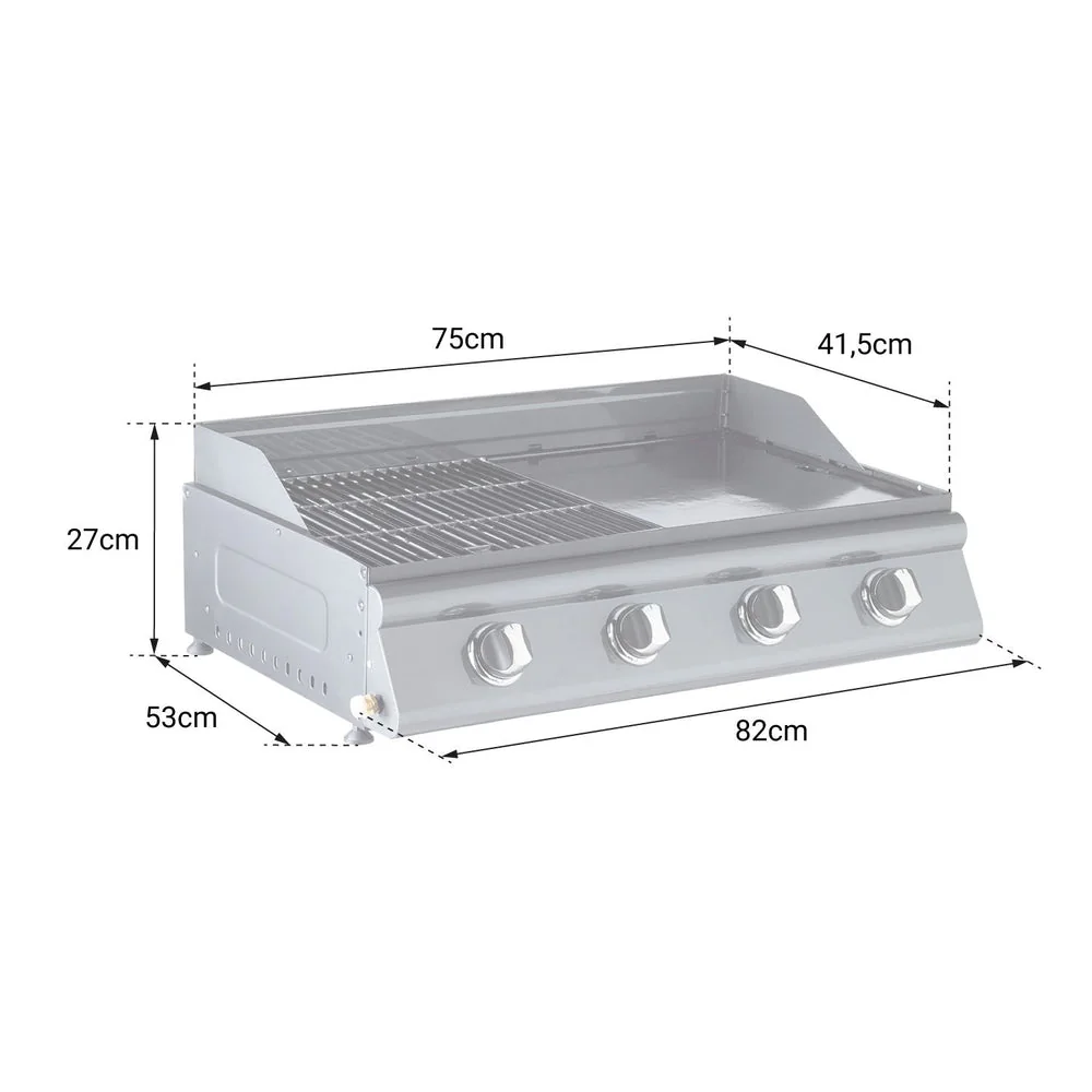 Barbecue gaz Mixte Tenerife - 4 Brûleurs 14 kW - 6