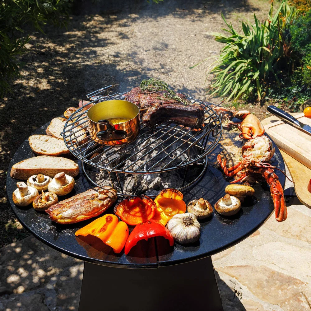 Brasero de cuisson bois & charbon avec plaque en fonte émaillée REVO Vulcan - 5
