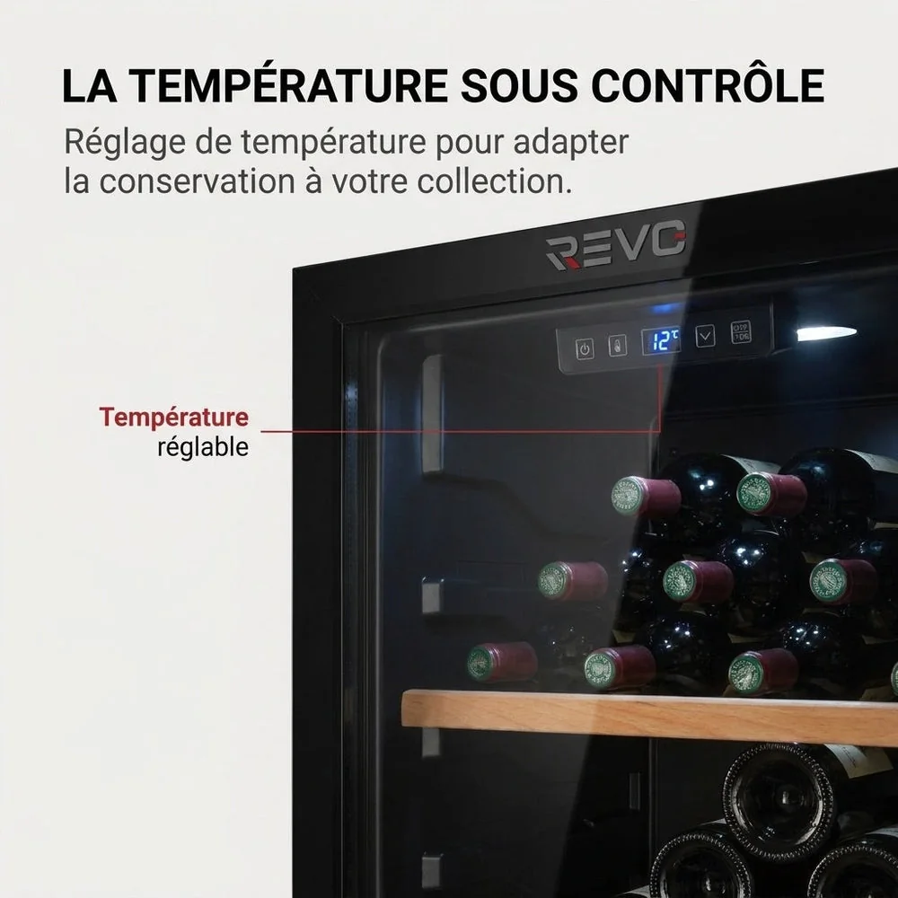 Cave à Vin de Vieillissement REVO Héritage – 116 Bouteilles – 213 L – 4 Clayettes en Bois – Température Réglable - 4