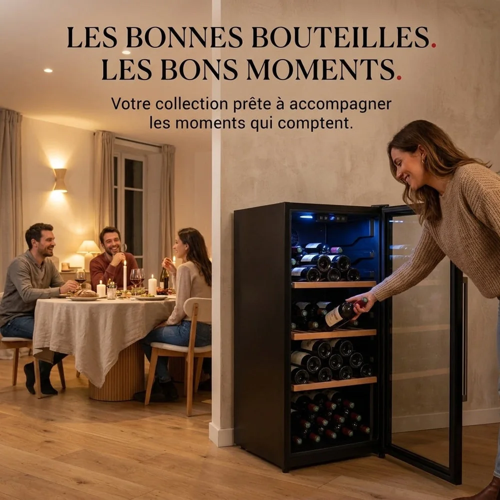 Cave à Vin de Vieillissement REVO Héritage – 116 Bouteilles – 213 L – 4 Clayettes en Bois – Température Réglable - 5