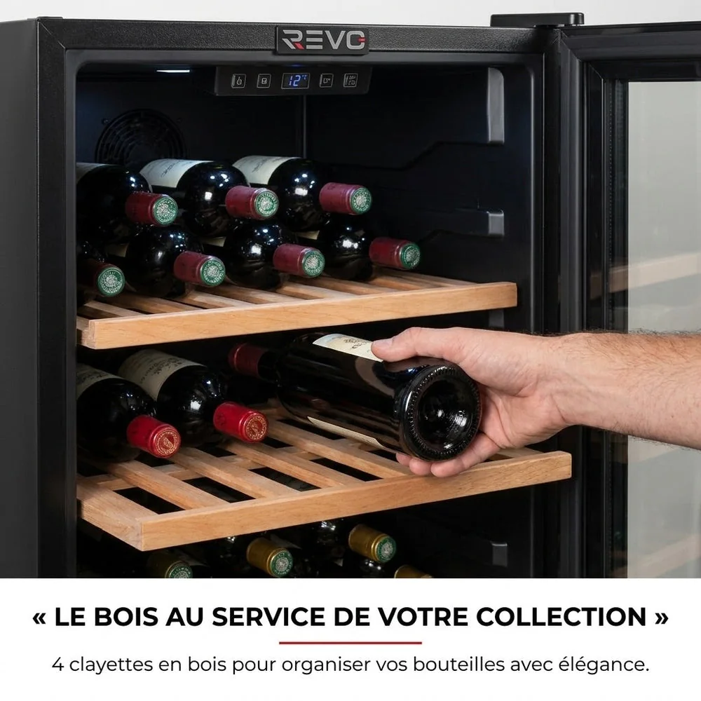 Cave à Vin de Vieillissement REVO Héritage – 116 Bouteilles – 213 L – 4 Clayettes en Bois – Température Réglable - 6