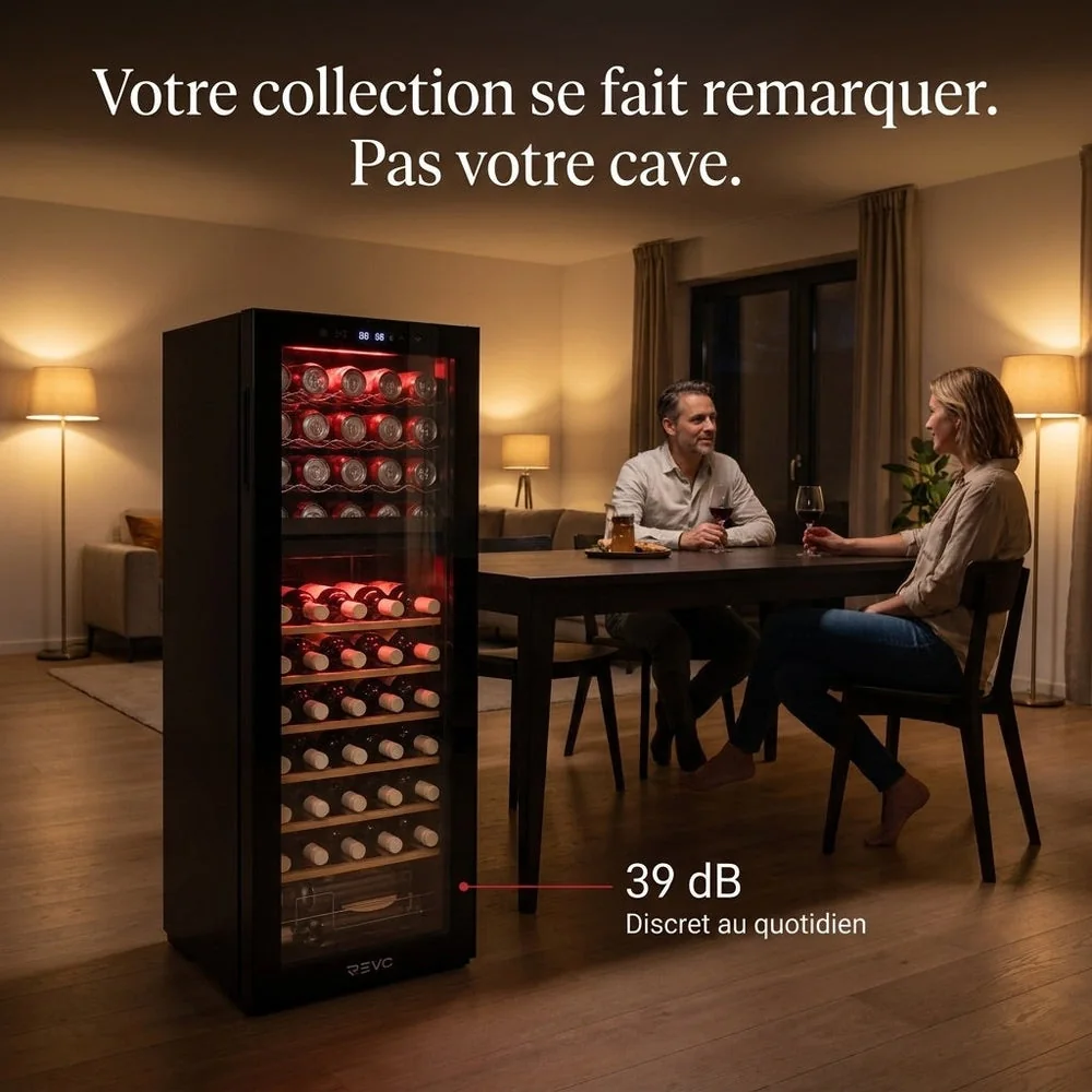 Cave à Vin Multi-Température REVO Millésime 55 – 55 Bouteilles – Double Zone 5–18 °C – 150 L – 39 dB - 5