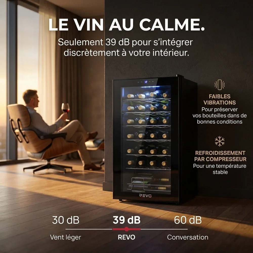 Cave à Vin REVO Écrin 28 – 28 Bouteilles – 74 L – 5 à 18 °C – 39 dB – Porte Vitrée - 4