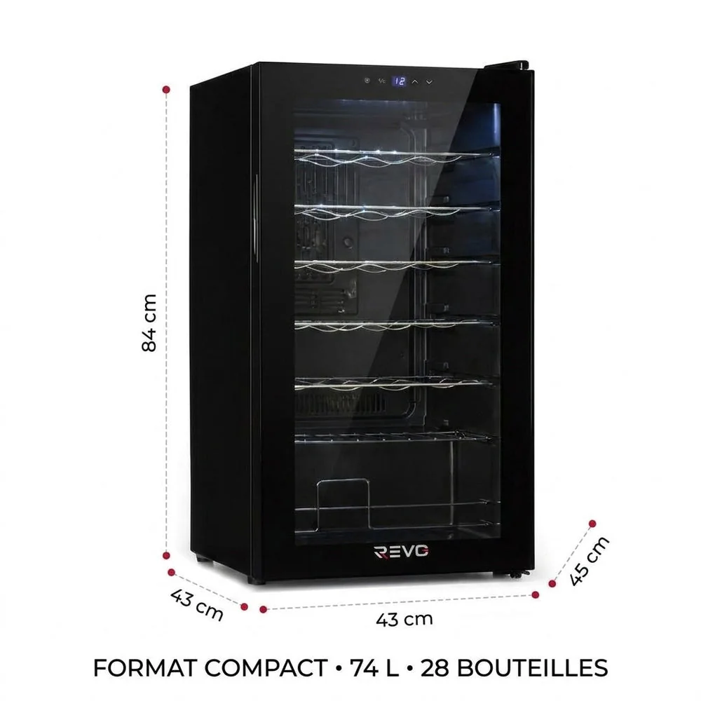 Cave à Vin REVO Écrin 28 – 28 Bouteilles – 74 L – 5 à 18 °C – 39 dB – Porte Vitrée - 6