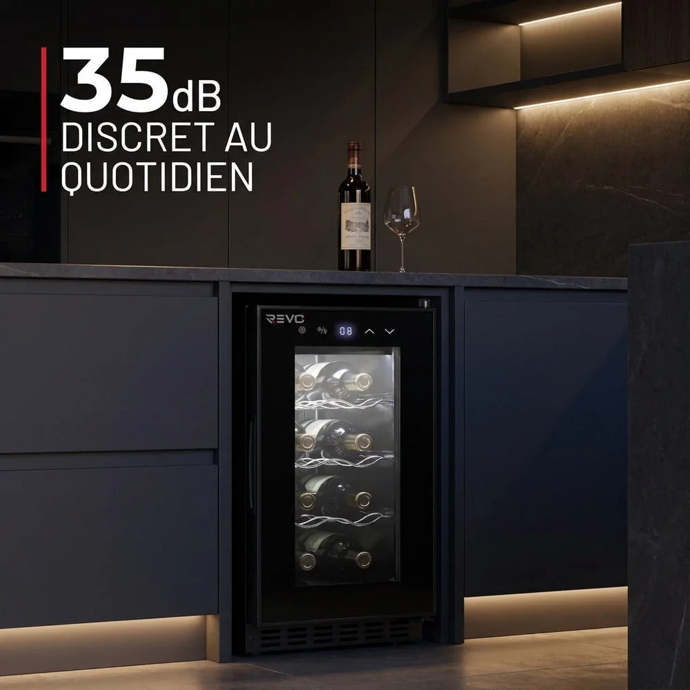 Cave à Vin REVO Origine – 8 Bouteilles – 21 L – Température Réglable 8 à 18 °C – Commande Tactile – 35 dB - 4