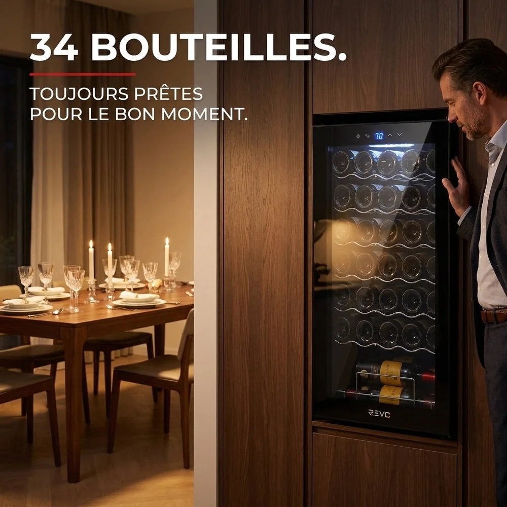 Cave à Vin REVO Vendôme – 34 Bouteilles – 80 L – Température 5 à 18 °C – Refroidissement par Compresseur - 3