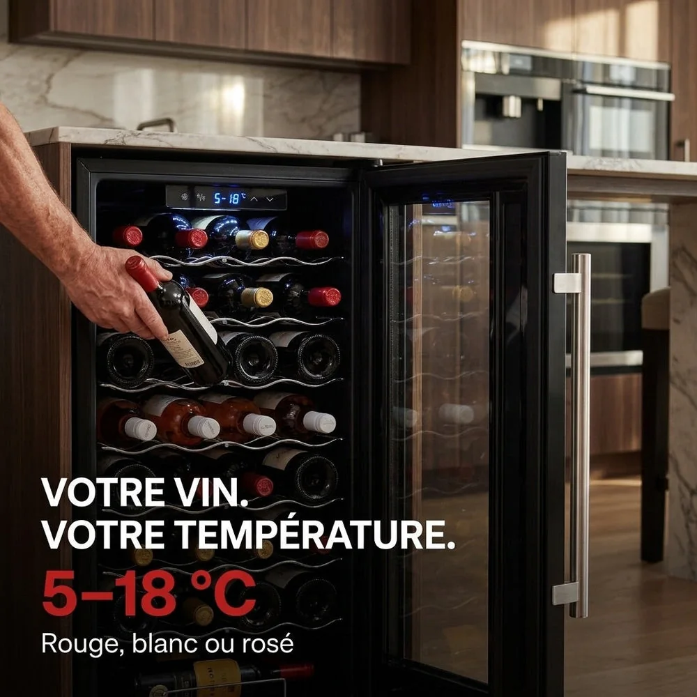 Cave à Vin REVO Vendôme – 34 Bouteilles – 80 L – Température 5 à 18 °C – Refroidissement par Compresseur - 4