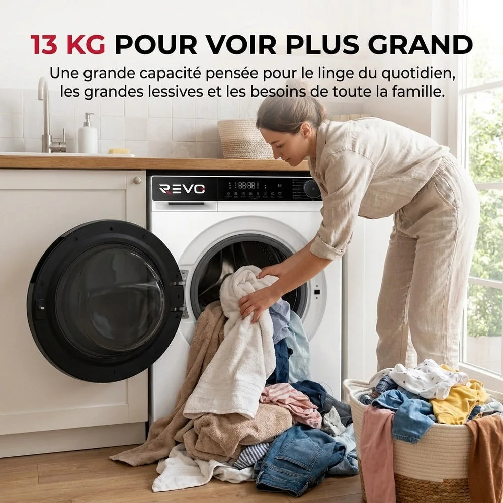 Lave-Linge Hublot REVO Majesta 13 – Machine à Laver 13 kg – Classe A – 1400 tr/min – 15 Programmes – Vapeur & Connectée - 6