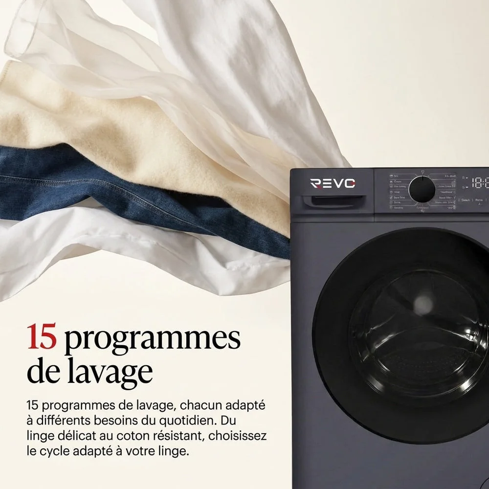 Lave-Linge Hublot REVO Nova 7 – Machine à Laver 7 kg – Classe A – 1200 tr/min – 15 Programmes & Vapeur. - 3