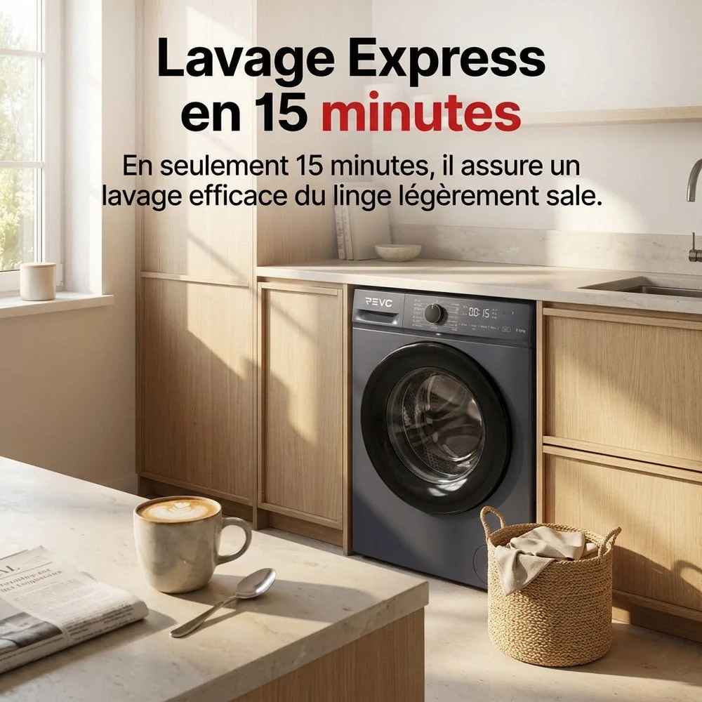 Lave-Linge Hublot REVO Nova 7 – Machine à Laver 7 kg – Classe A – 1200 tr/min – 15 Programmes & Vapeur. - 5