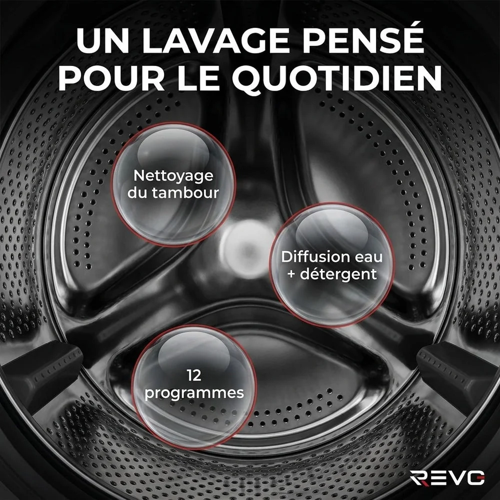 Lave-Linge REVO Pure 7 – Machine à Laver 7 kg – Classe A – 1 200 tr/min – 12 Programmes – Vapeur - 4