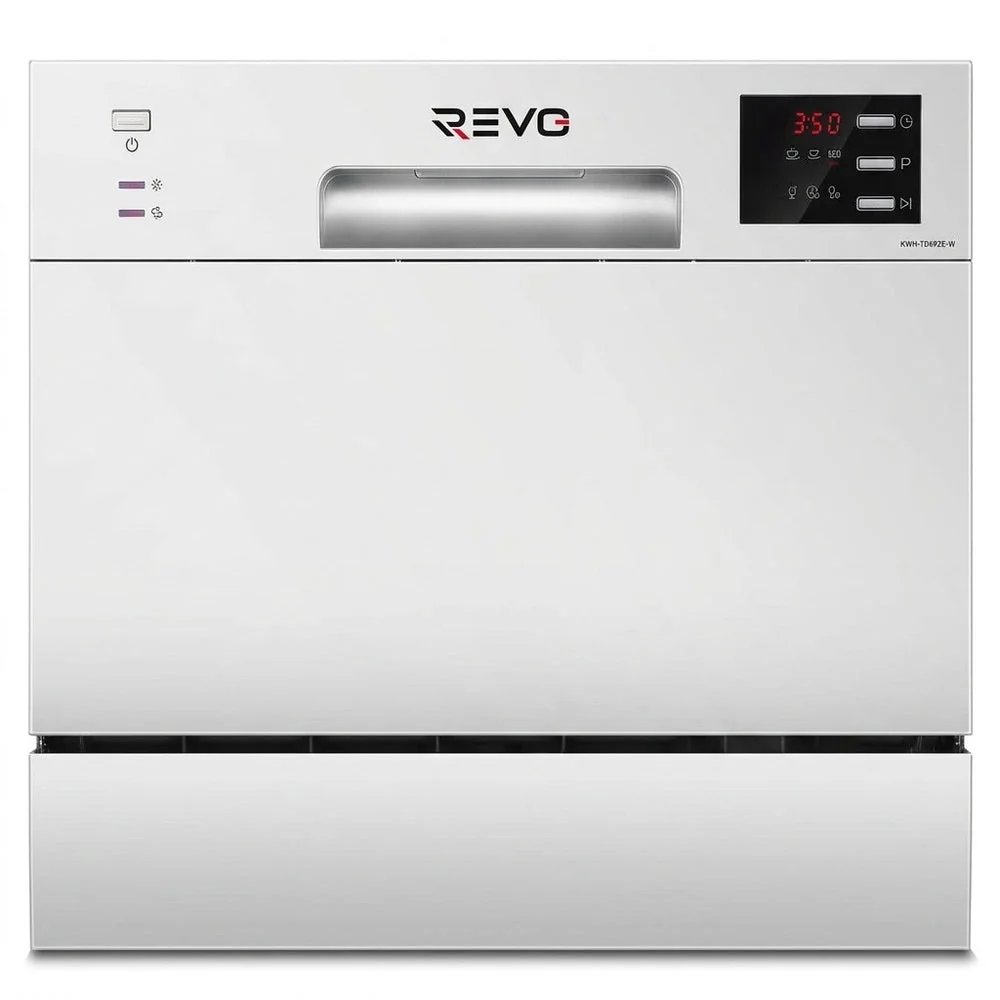 Lave-Vaisselle Compact REVO Compacta 6 – 6 Couverts – 6 Programmes – 47 dB – Cycle Rapide 30 min – Blanc
