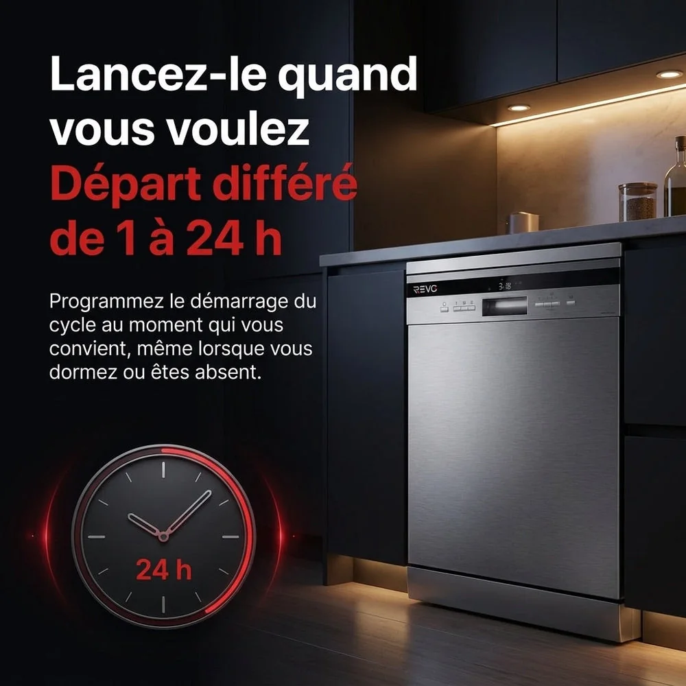 Lave-Vaisselle Pose Libre REVO Altis 14 – 14 Couverts – 44 dB – 8 Programmes – Ouverture Automatique – Inox - 6