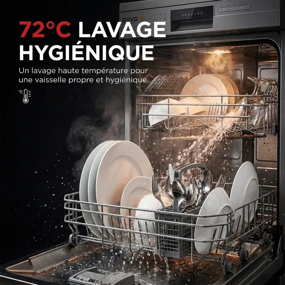 Lave-Vaisselle Pose Libre REVO Soreva 12 – 12 Couverts – 47 dB – 6 Programmes – Lavage Hygiénique 72°C – Inox - 3