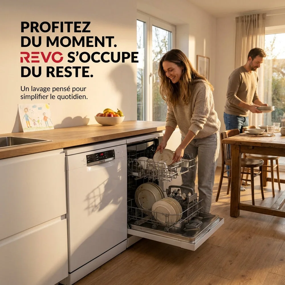 Lave-Vaisselle REVO Clario – 60 cm – 6 Programmes – Séchage Extra – 48 dB – Panier Réglable 3 Niveaux - 5