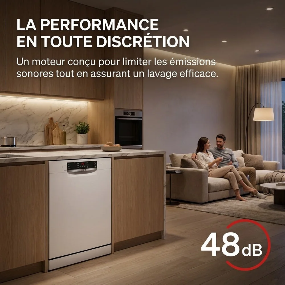 Lave-Vaisselle REVO Clario – 60 cm – 6 Programmes – Séchage Extra – 48 dB – Panier Réglable 3 Niveaux - 6