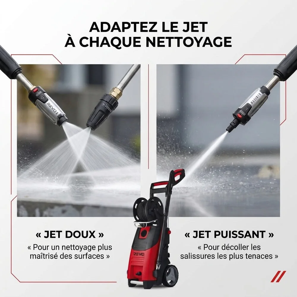 Nettoyeur Haute Pression REVO Forge 200 – 3 300 W – 200 Bar – 650 L/h – Flexible 15 m avec Enrouleur - 5