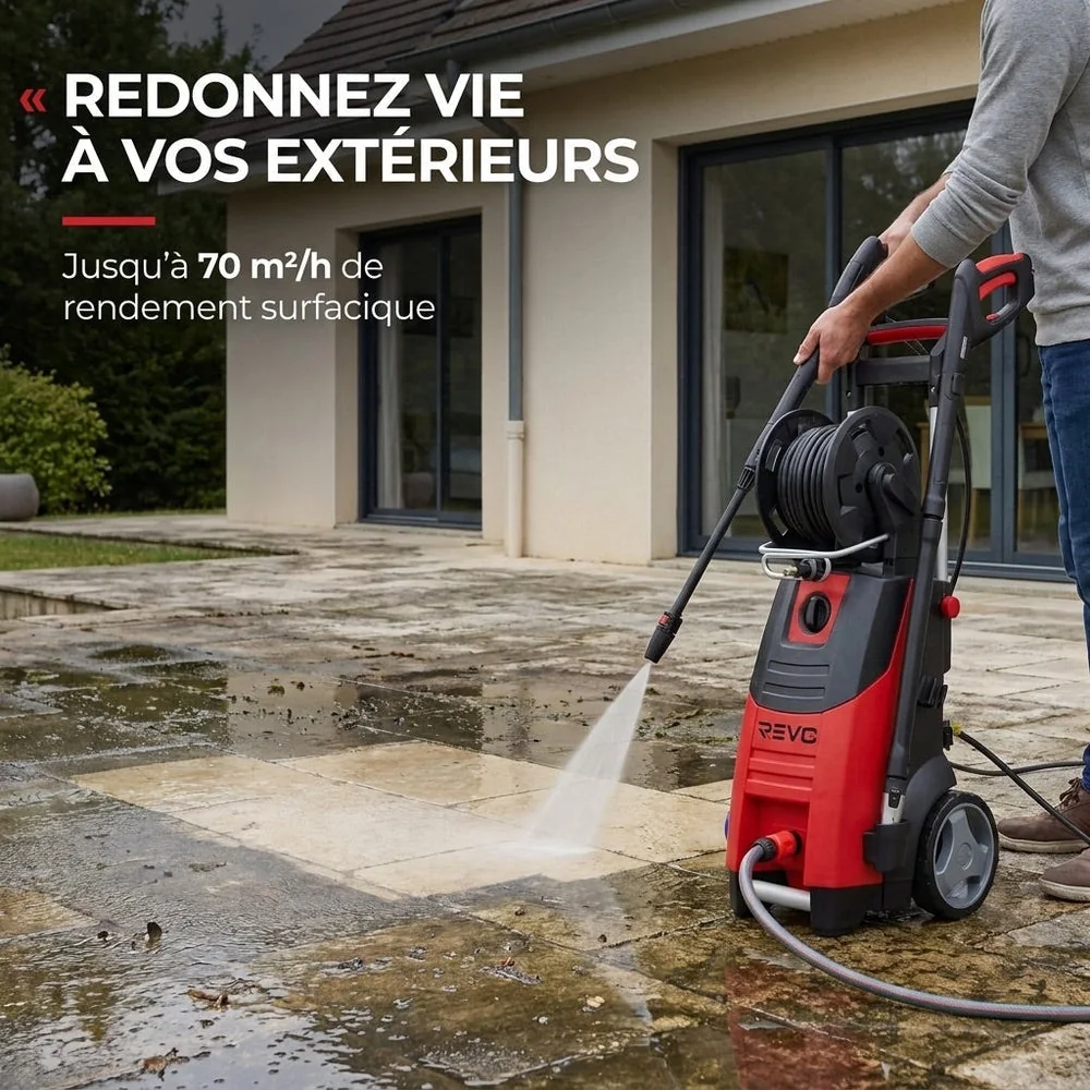 Nettoyeur Haute Pression REVO Forge 200 – 3 300 W – 200 Bar – 650 L/h – Flexible 15 m avec Enrouleur - 6