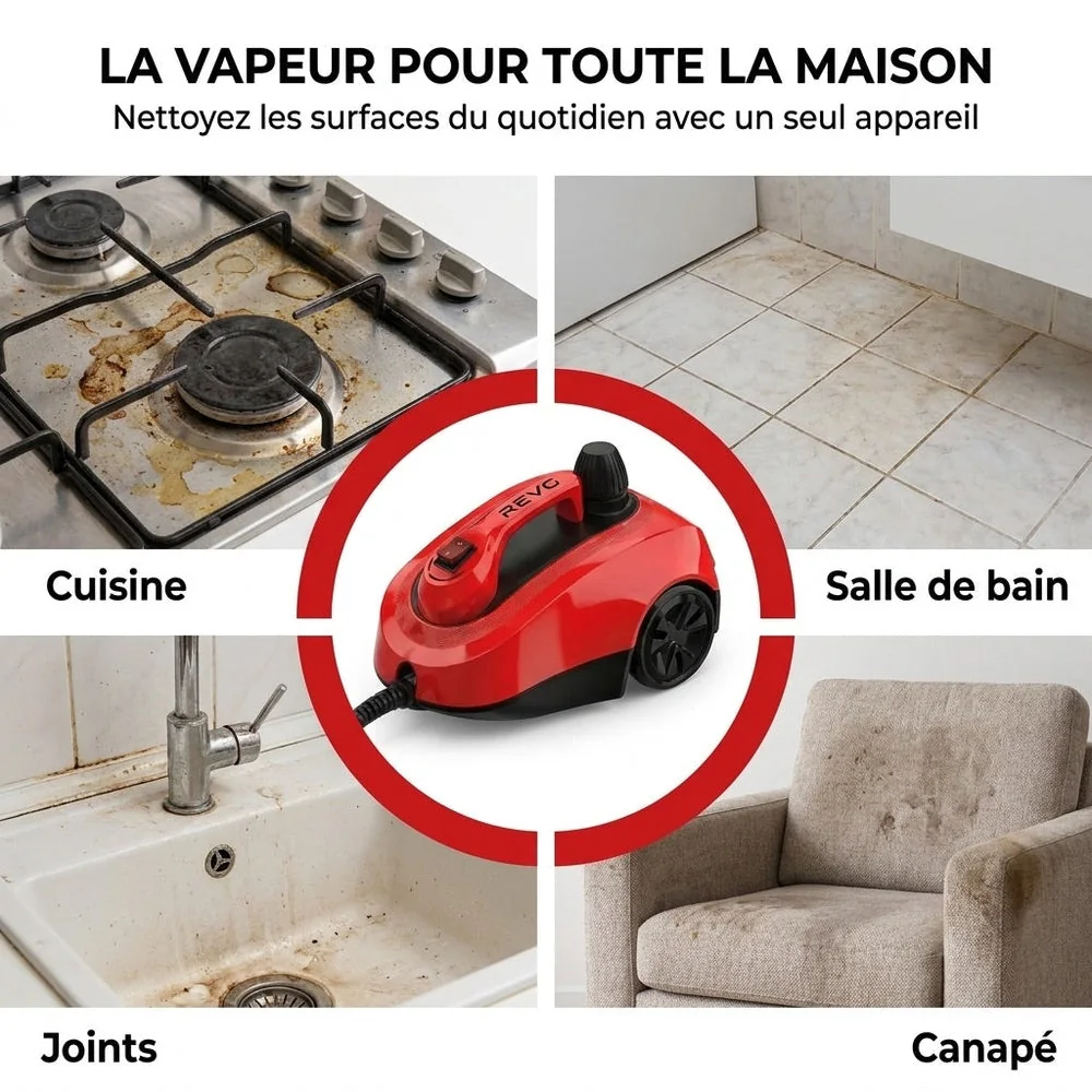 Nettoyeur Vapeur REVO Vaporis 2000 – 2 000 W – Vapeur jusqu’à 160 °C – 26 Accessoires – Débit Réglable – Câble 5 m - 5