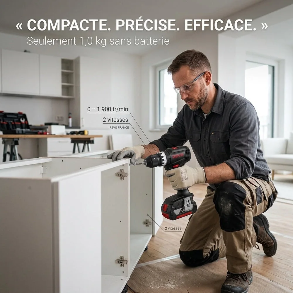 Perceuse-Visseuse à Percussion Sans Fil REVO Core 45 – 18 V – 45 Nm – Brushless – 2 Batteries 3,0 Ah – Mandrin 13 mm – Coffret Inclus - 4