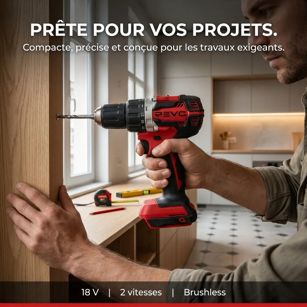 Perceuse-Visseuse Sans Fil REVO Vortex 54 – 18 V – 54 Nm – Moteur Brushless – 2 Vitesses – Mandrin 13 mm – Produit Seul - 5