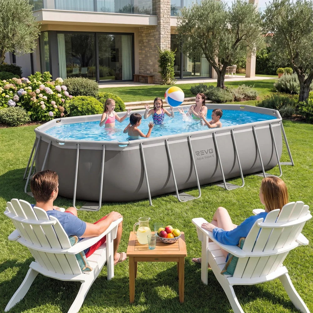 Piscine Hors-Sol Ovale REVO Aqua Wave 6 – 610 × 305 × 122 cm – 18 202 L – Filtration 4 400 L/h – Échelle & Bâche Incluses - 3