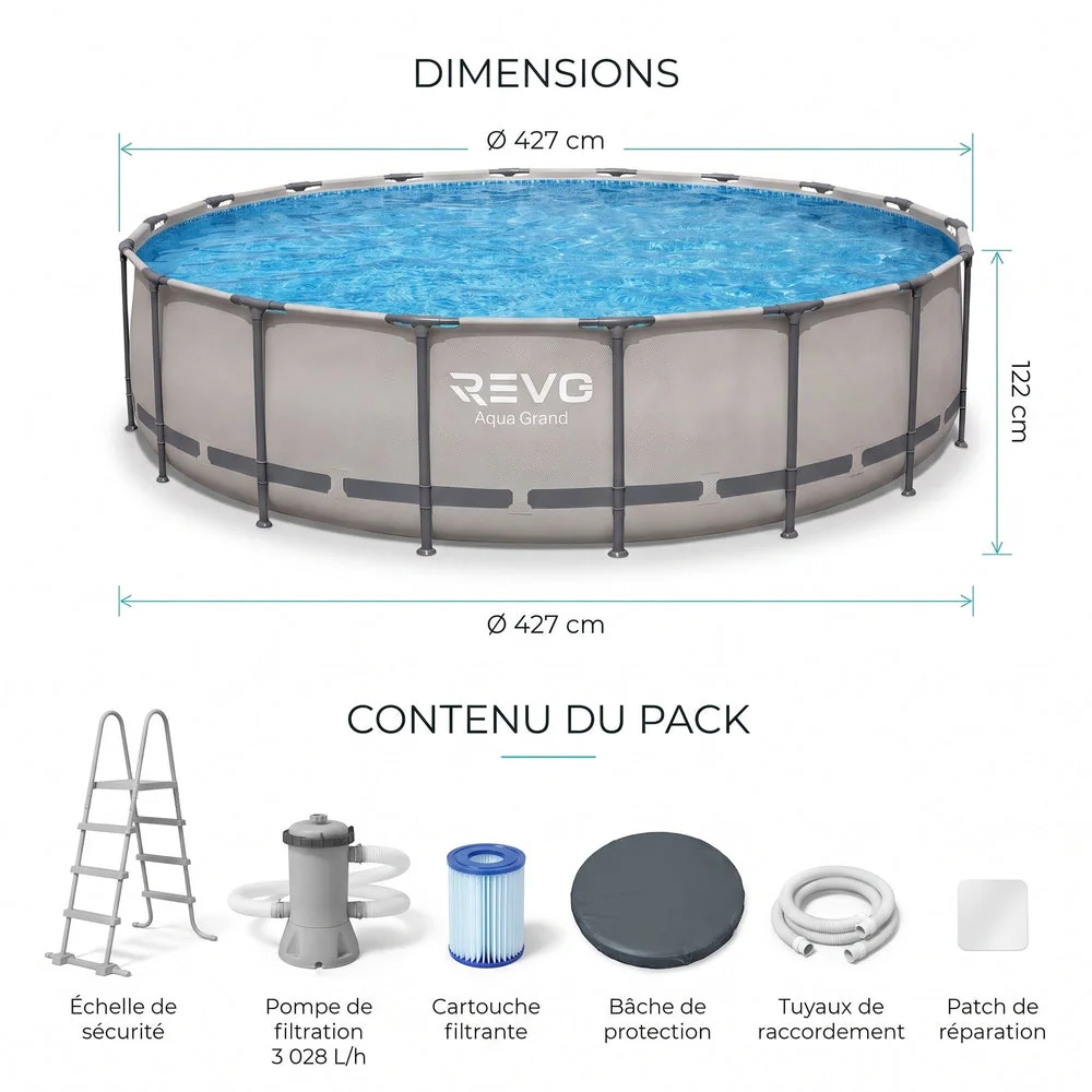 Piscine Hors-Sol Ronde REVO Aqua Grand – Ø427 × 122 cm – 15 232 L – Filtration 3 028 L/h - 4