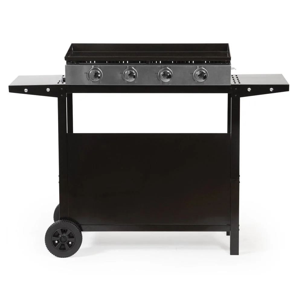 Plancha à gaz REVO Palma – 4 brûleurs 8 kW avec chariot à roulettes – Plaque en acier émaillé