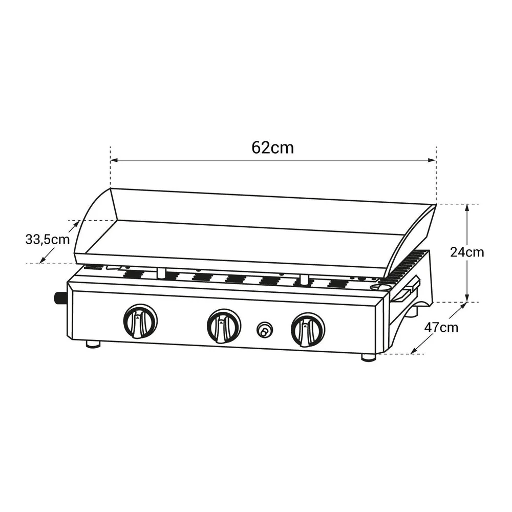 Plancha au gaz REVO Brasa – 3 brûleurs 7,5 kW – Acier noir – Butane/Propane - 5