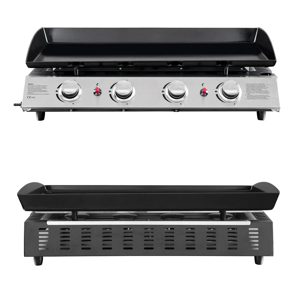 Plancha au gaz REVO Valencia – 4 brûleurs 10 kW Butane/Propane avec plaque en acier émaillé - 4
