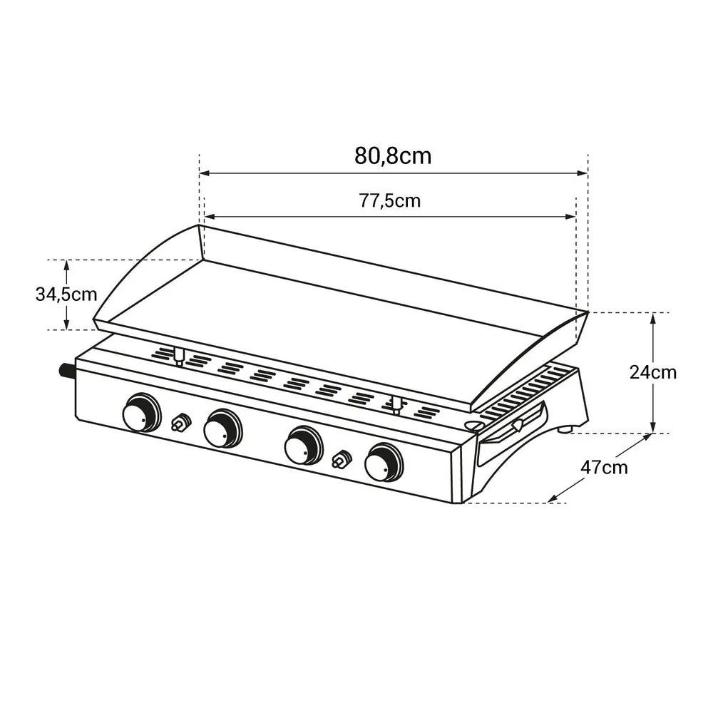 Plancha au gaz REVO Valencia – 4 brûleurs 10 kW Butane/Propane avec plaque en acier émaillé - 5
