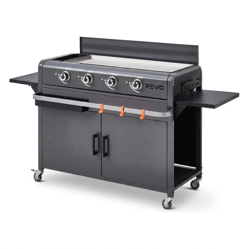 Plancha Gaz REVO Cordoba XL – Plaque Inox – 4 Brûleurs – Chariot Inclus – 9,6 kW - 5
