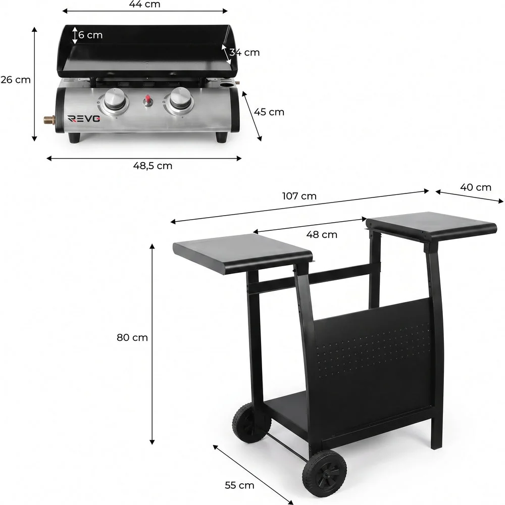 Plancha Gaz REVO Zaragoza – Chariot Inclus – 5 kW - 5