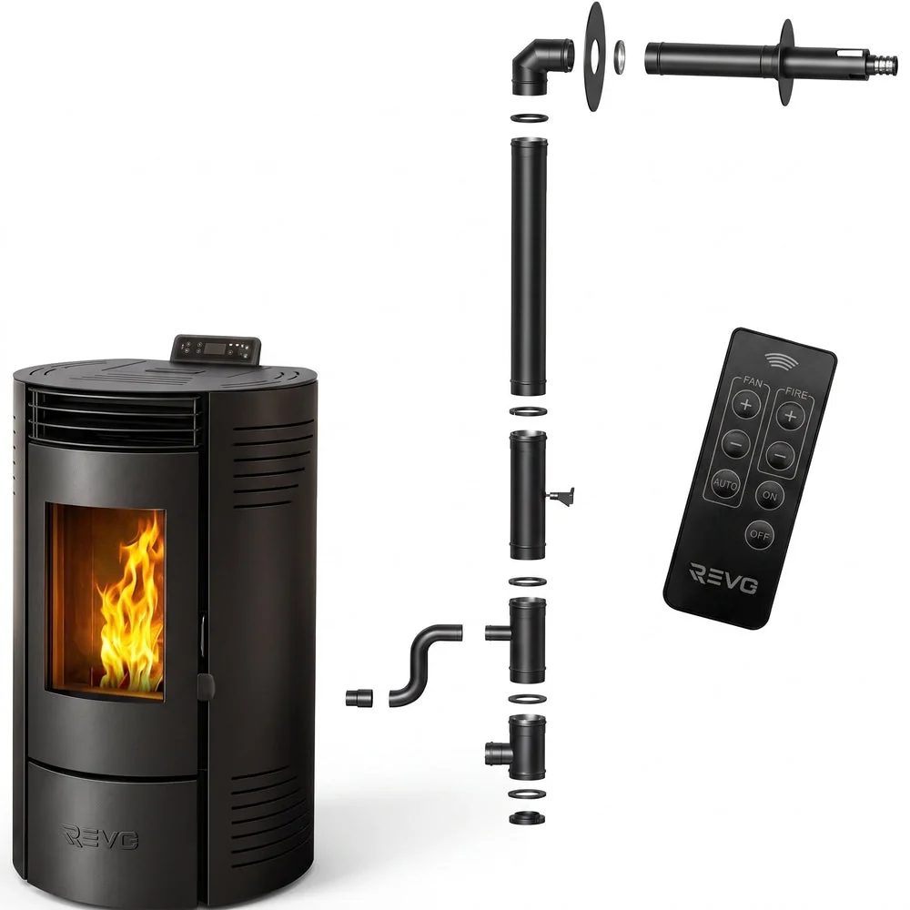 Poêle à granulés REVO 11,6 kW – Étanche – Canalisable – Réservoir 15 kg – Jusqu'à 240 m³ – Programmable - 4