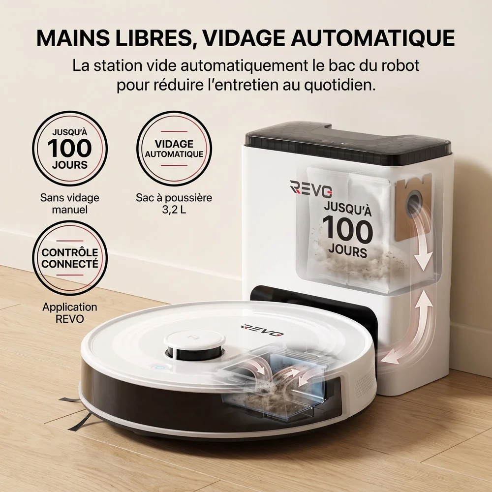 Robot Aspirateur Laveur 3-en-1 REVO Aero 6 – 6 000 Pa avec Station de Vidage Automatique - 3
