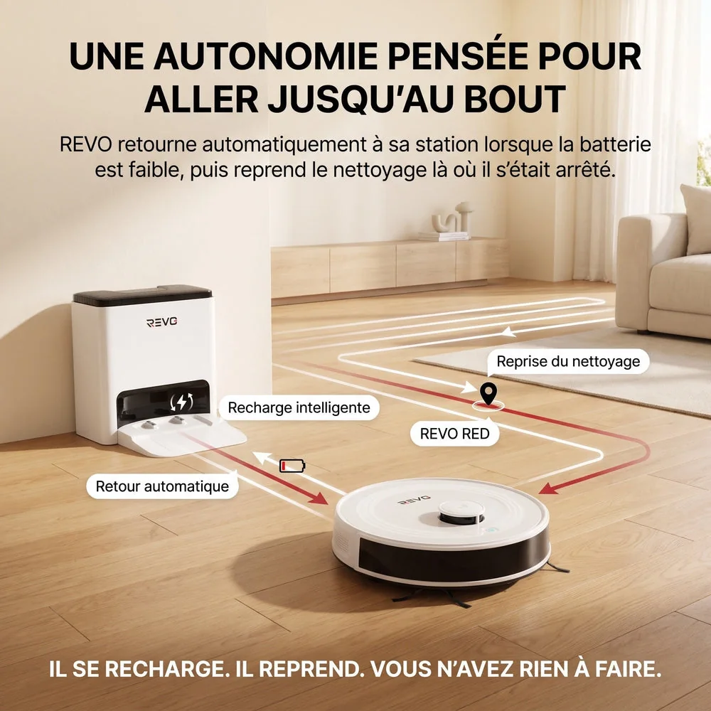 Robot Aspirateur Laveur 3-en-1 REVO Aero 6 – 6 000 Pa avec Station de Vidage Automatique - 6
