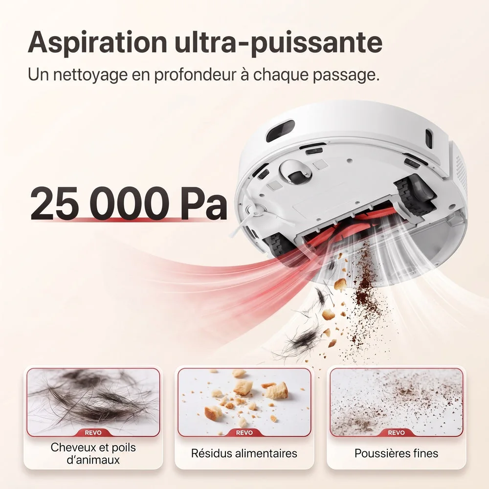 Robot Aspirateur Laveur REVO Apex 25 Blanc – 25 000 Pa avec Station Multifonctionnelle & Navigation Intelligente - 3