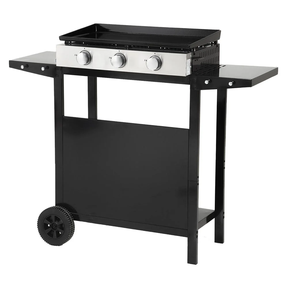 Plancha à gaz REVO Mérida – 3 brûleurs 6 kW avec chariot – Plaque en acier émaillé