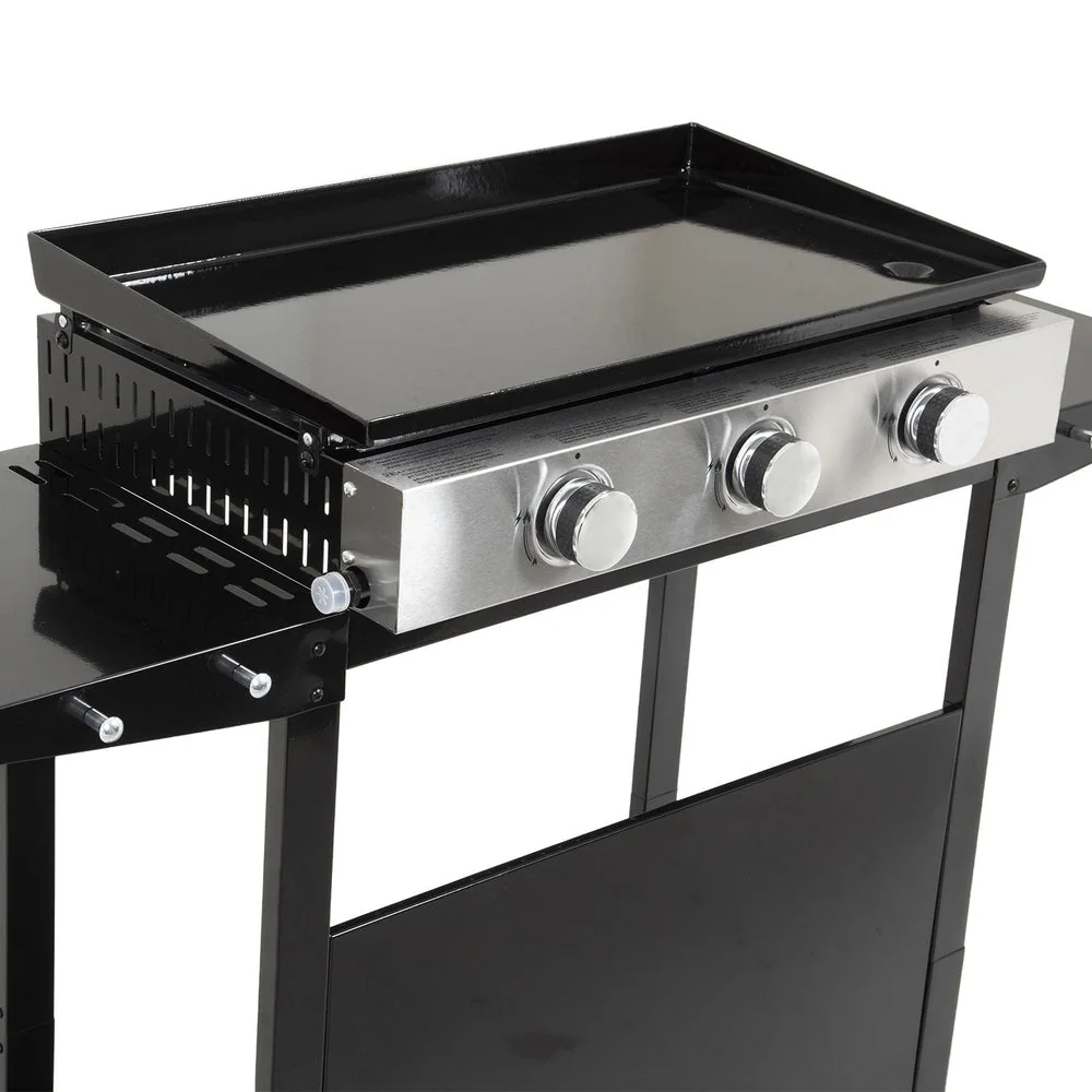Plancha à gaz REVO Mérida – 3 brûleurs 6 kW avec chariot – Plaque en acier émaillé - 3