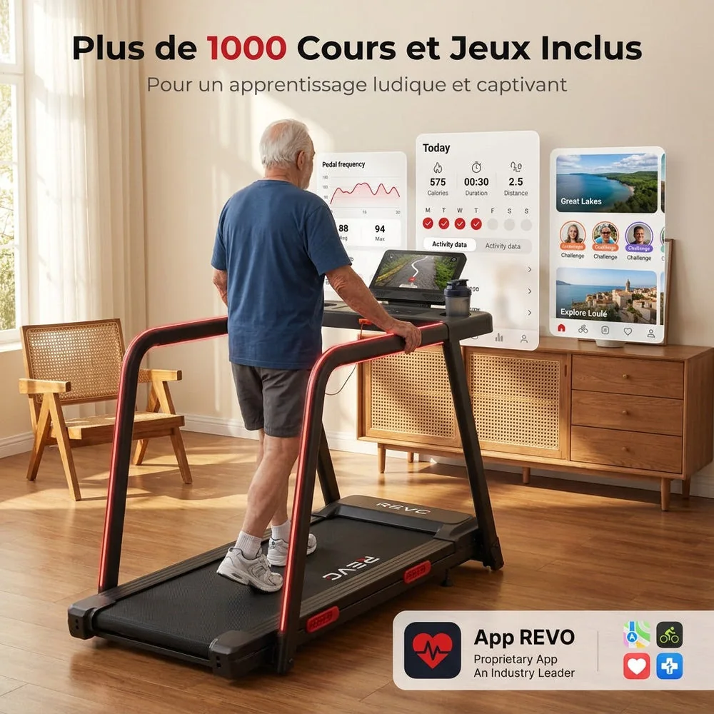 REVO SafeWalk 3 – Tapis de Course Sécurisé 3,0 CV – 0,8 à 8,5 km/h – Mains Courantes & Suivi Cardiaque - 6