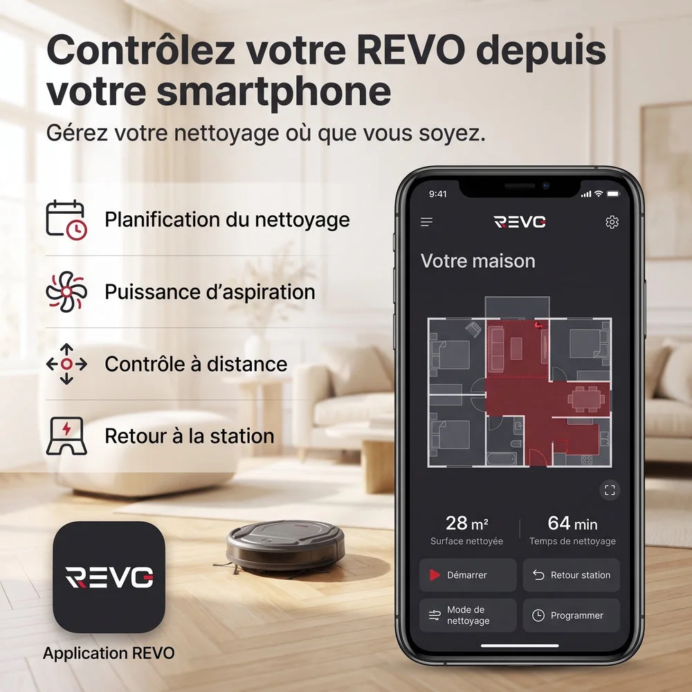 Robot Aspirateur REVO SlimForce 22 – 2 200 Pa, Connecté & Autonomie 120 min - 5