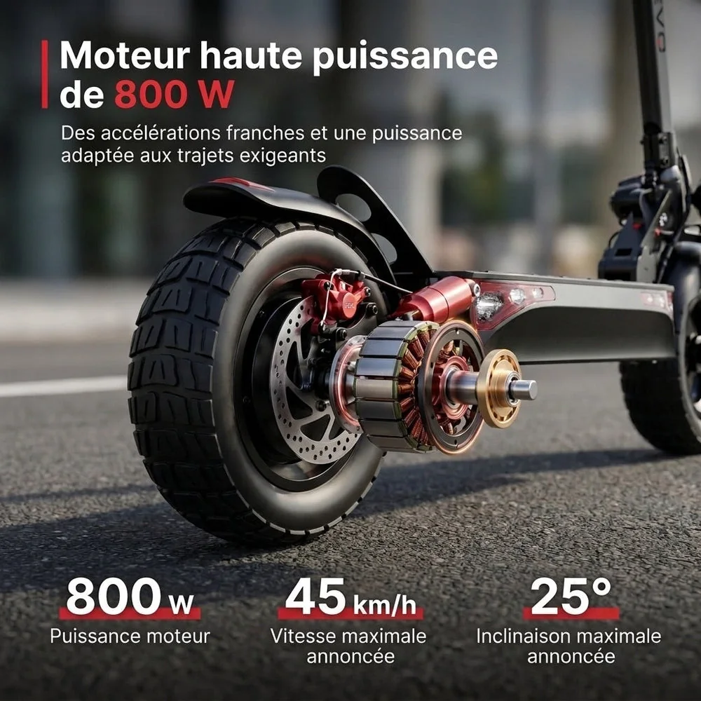Trottinette Électrique REVO Titan 800 – 800 W – Autonomie 45 km – Batterie 48 V 15 Ah – Pneus Tout-Terrain 10" - 3