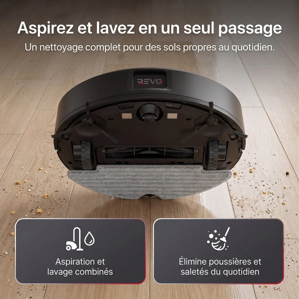 Robot Aspirateur Laveur REVO Vector 15 – 15 000 Pa avec Station de Vidage Automatique & Navigation LiDAR - 3